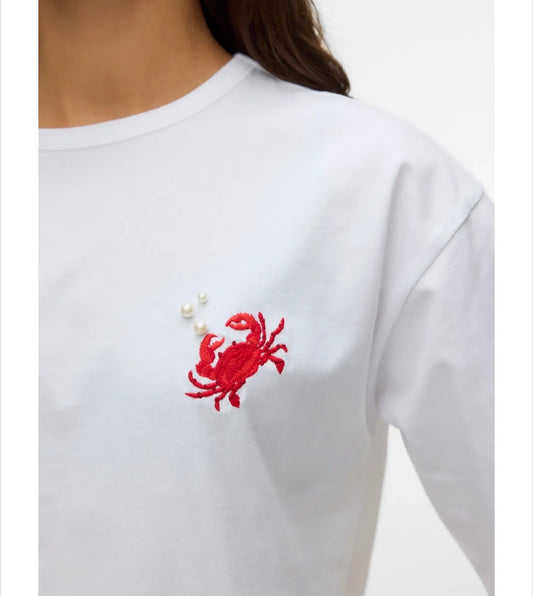 Vero Moda - AMMIE - Embroidered crab front tee
