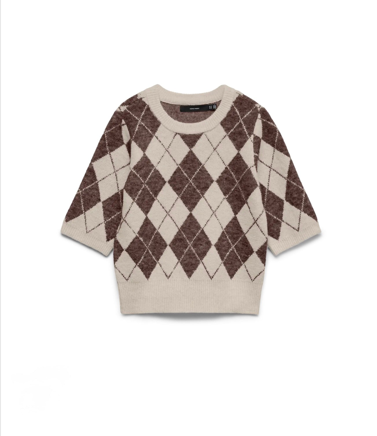 Vero Moda - HALO - Short sleeve argyle knit