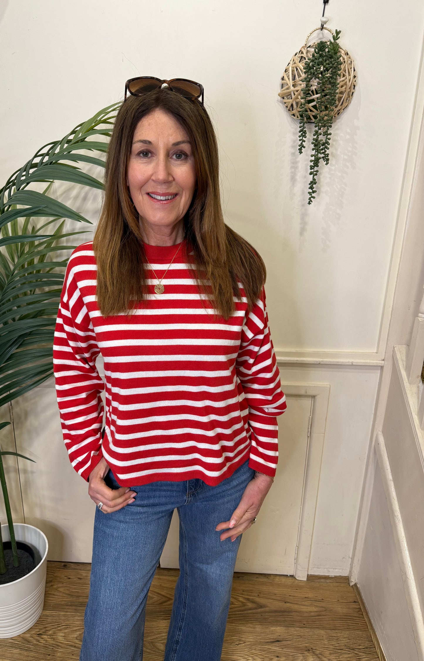 Pieces - MILLE - Stripe long sleeve fine jumper