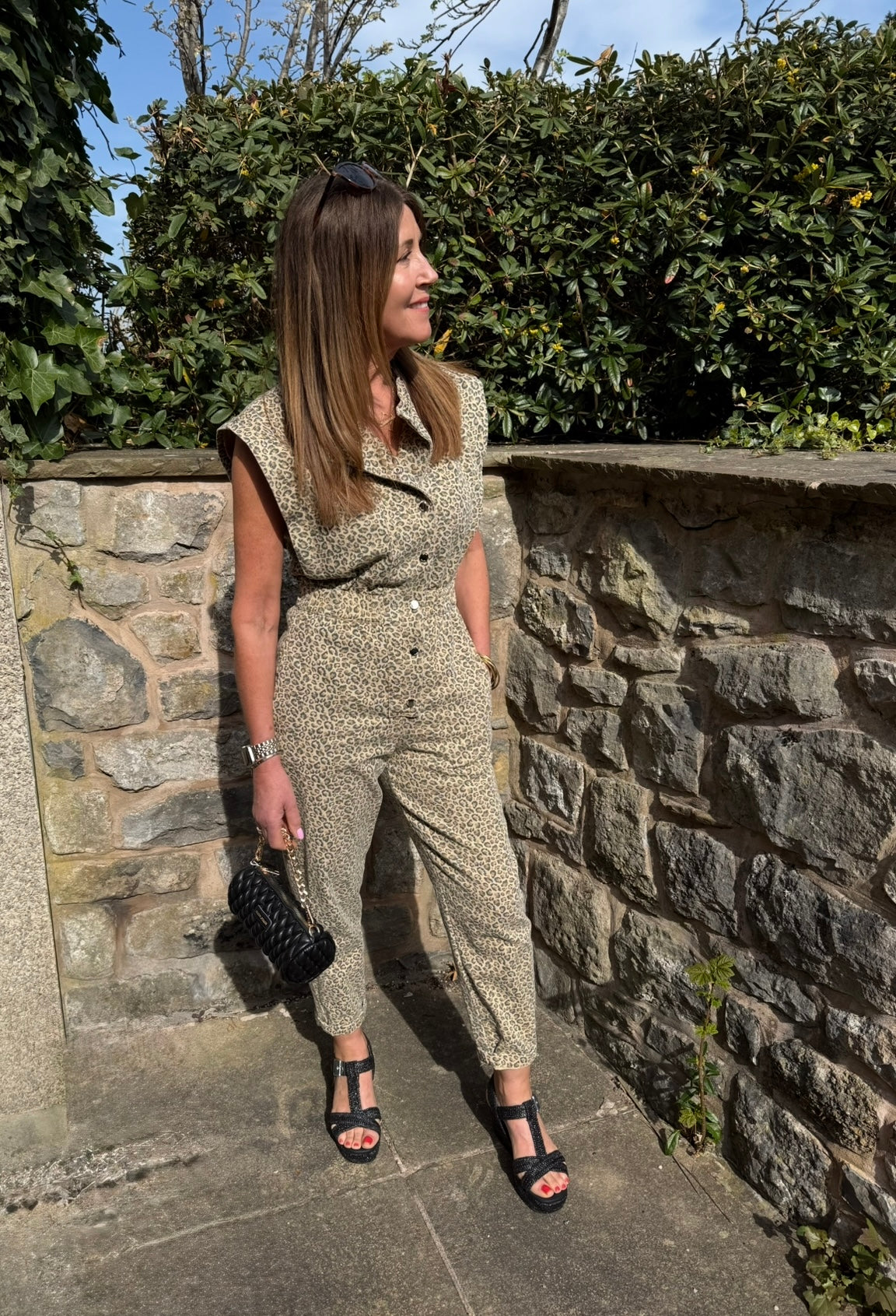 NIK - Leopard print denim jumpsuit