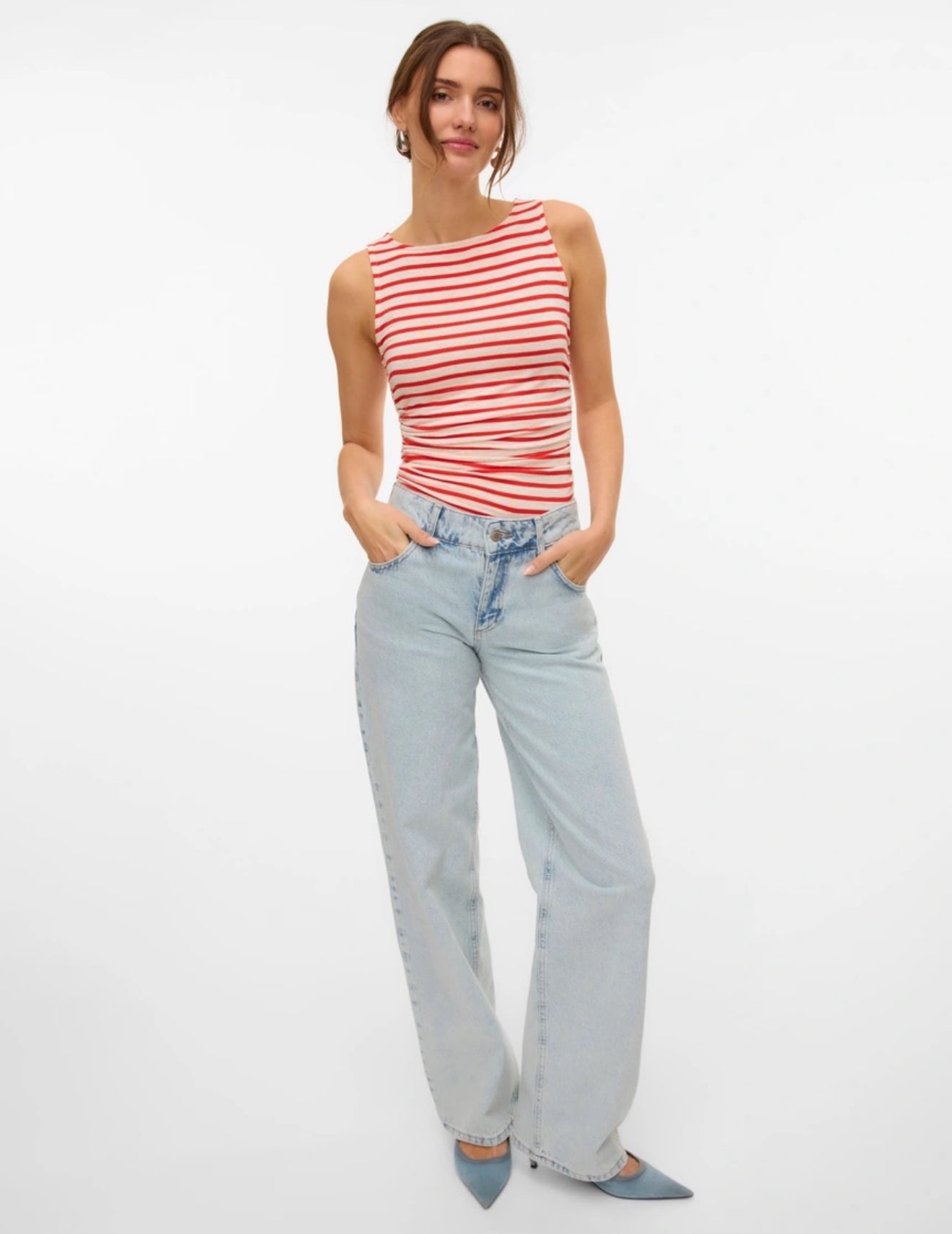 Vero Moda - HOLLY - Stripe sleeveless top with ruched sides