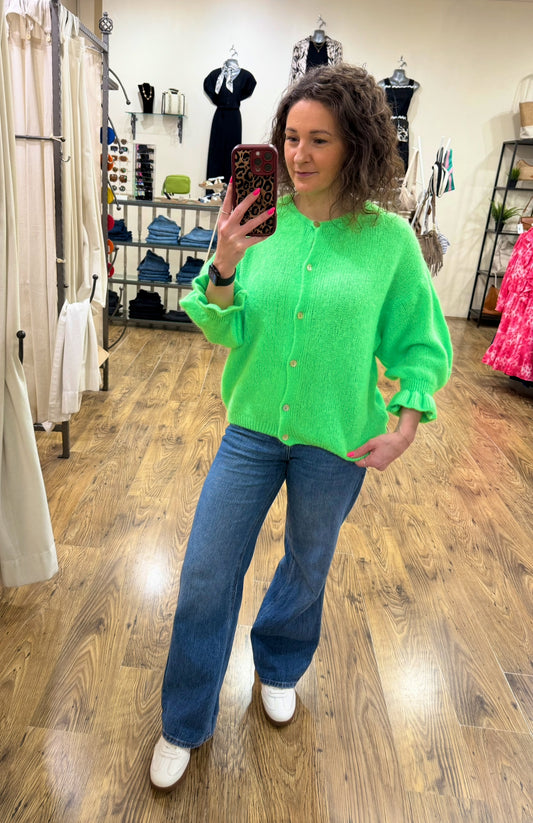 Neon frill 3/4 sleeve cardi