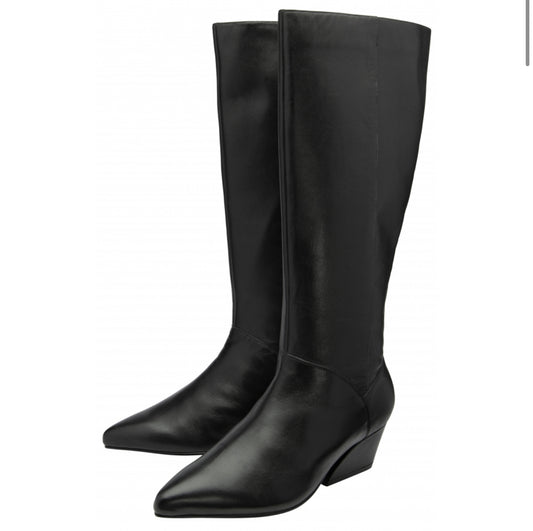 Ravel - Black Leather Catton Knee High Boots