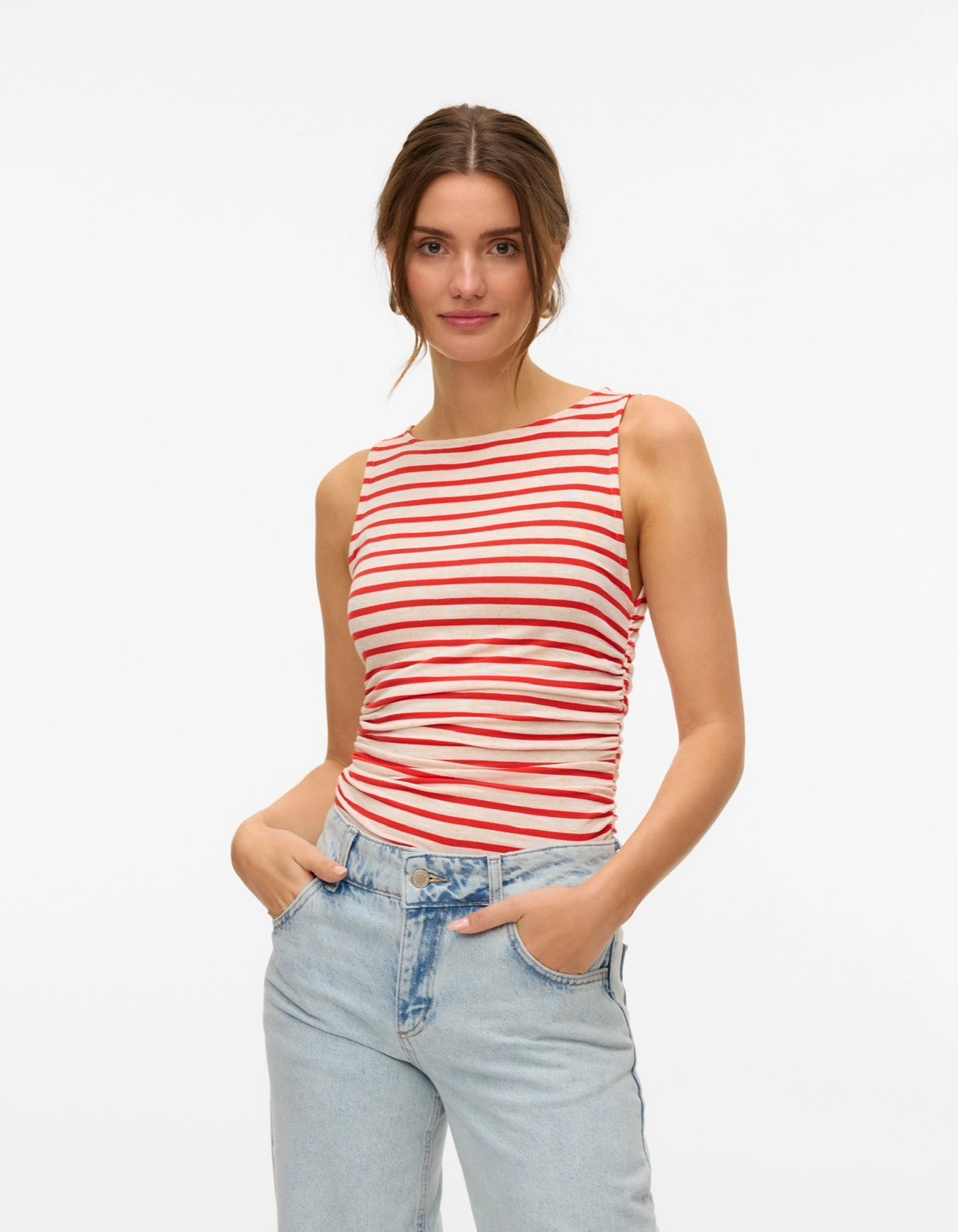 Vero Moda - HOLLY - Stripe sleeveless top with ruched sides