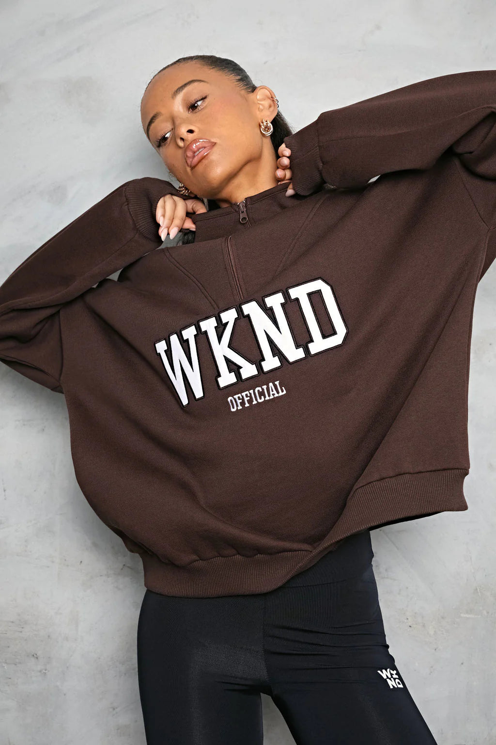 WkndGirl - 2854 - Half zip sweater - Brown