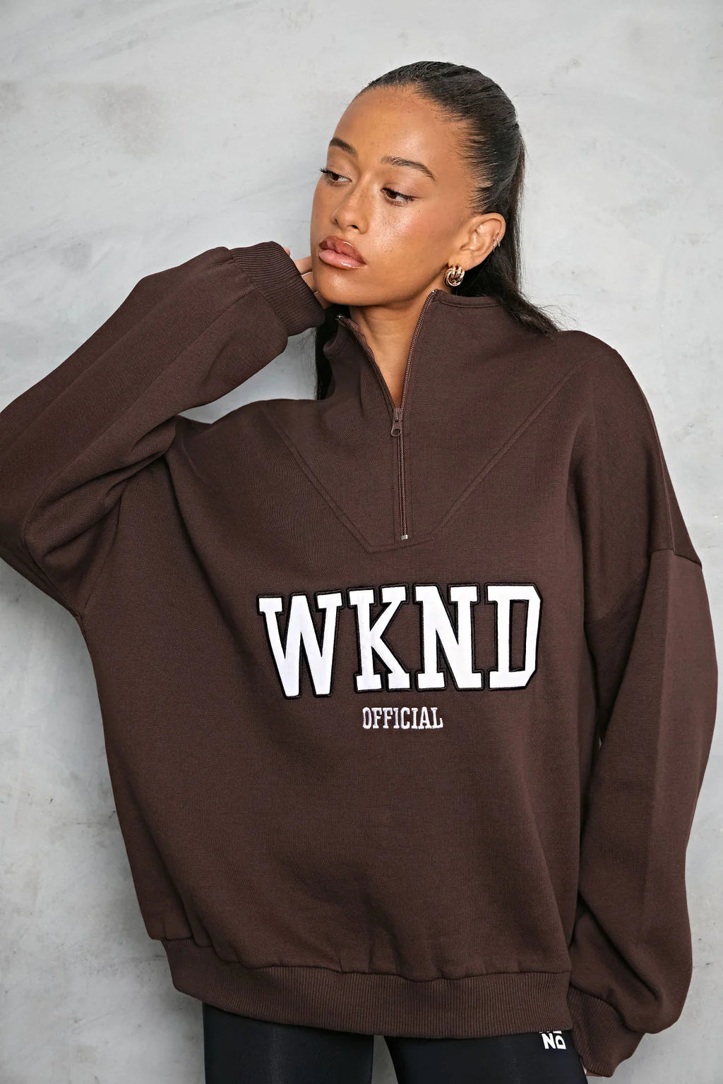 WkndGirl - 2854 - Half zip sweater - Brown