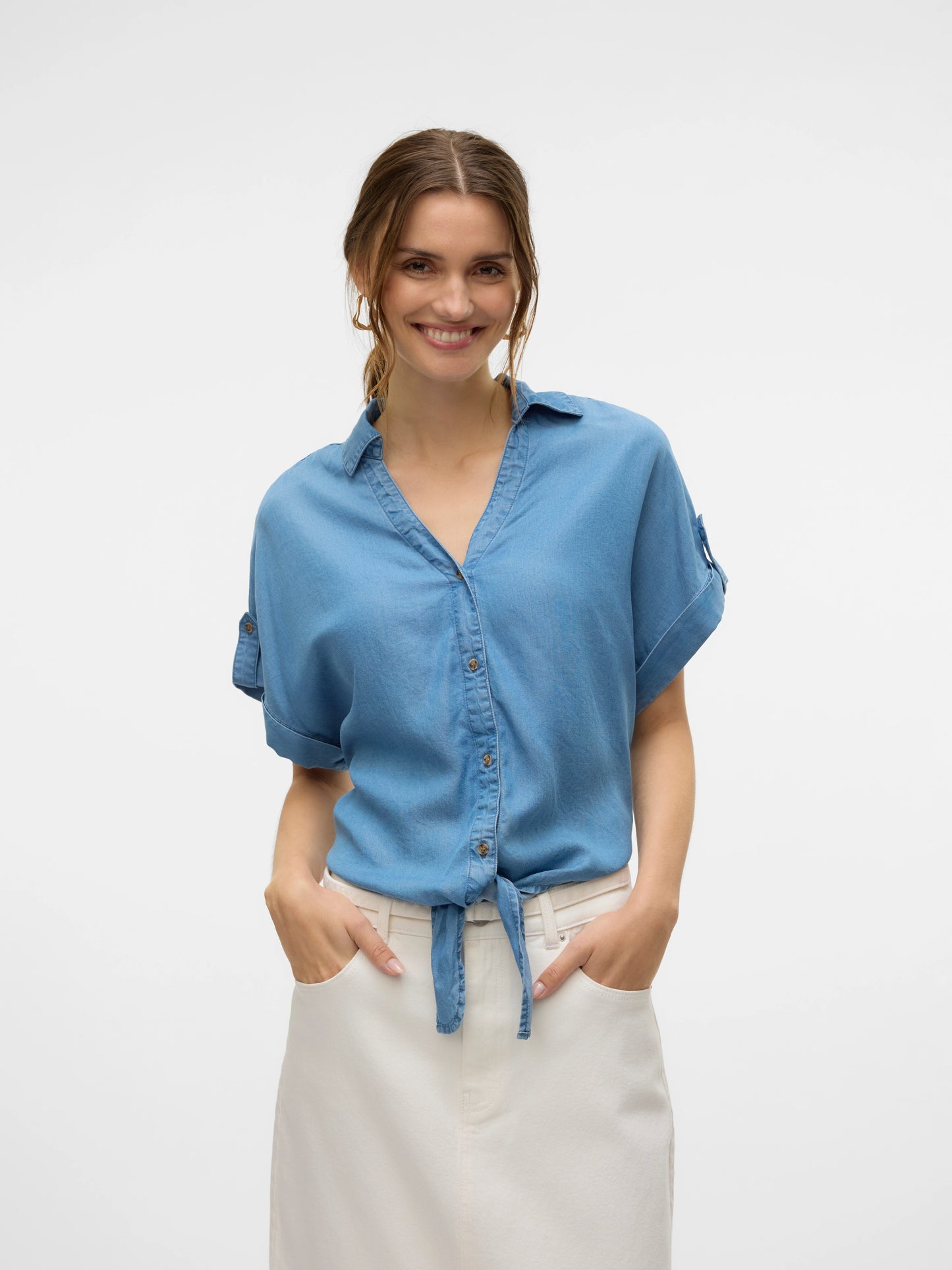 Vero Moda - FLEUR - Chambray tie front top