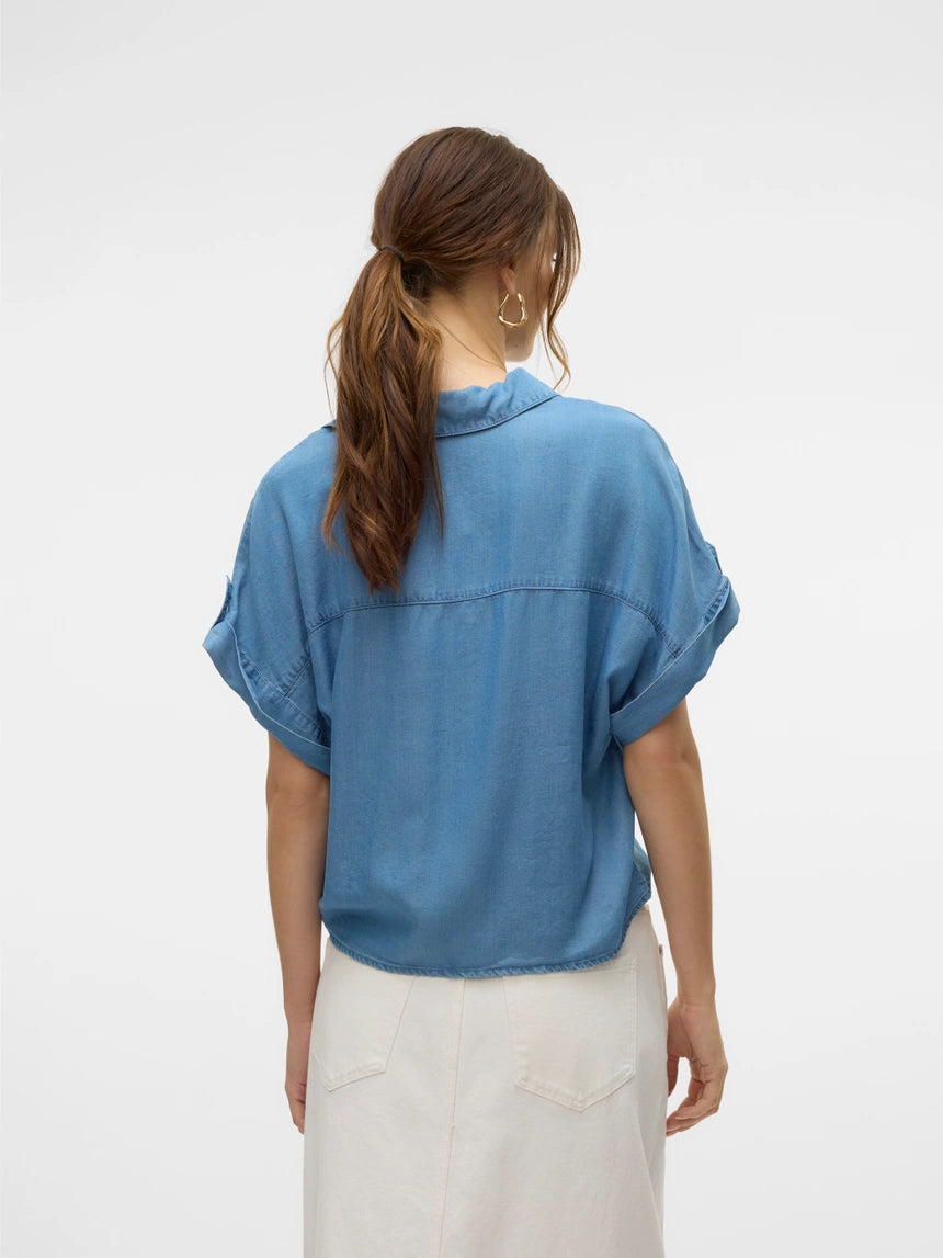 Vero Moda - FLEUR - Chambray tie front top
