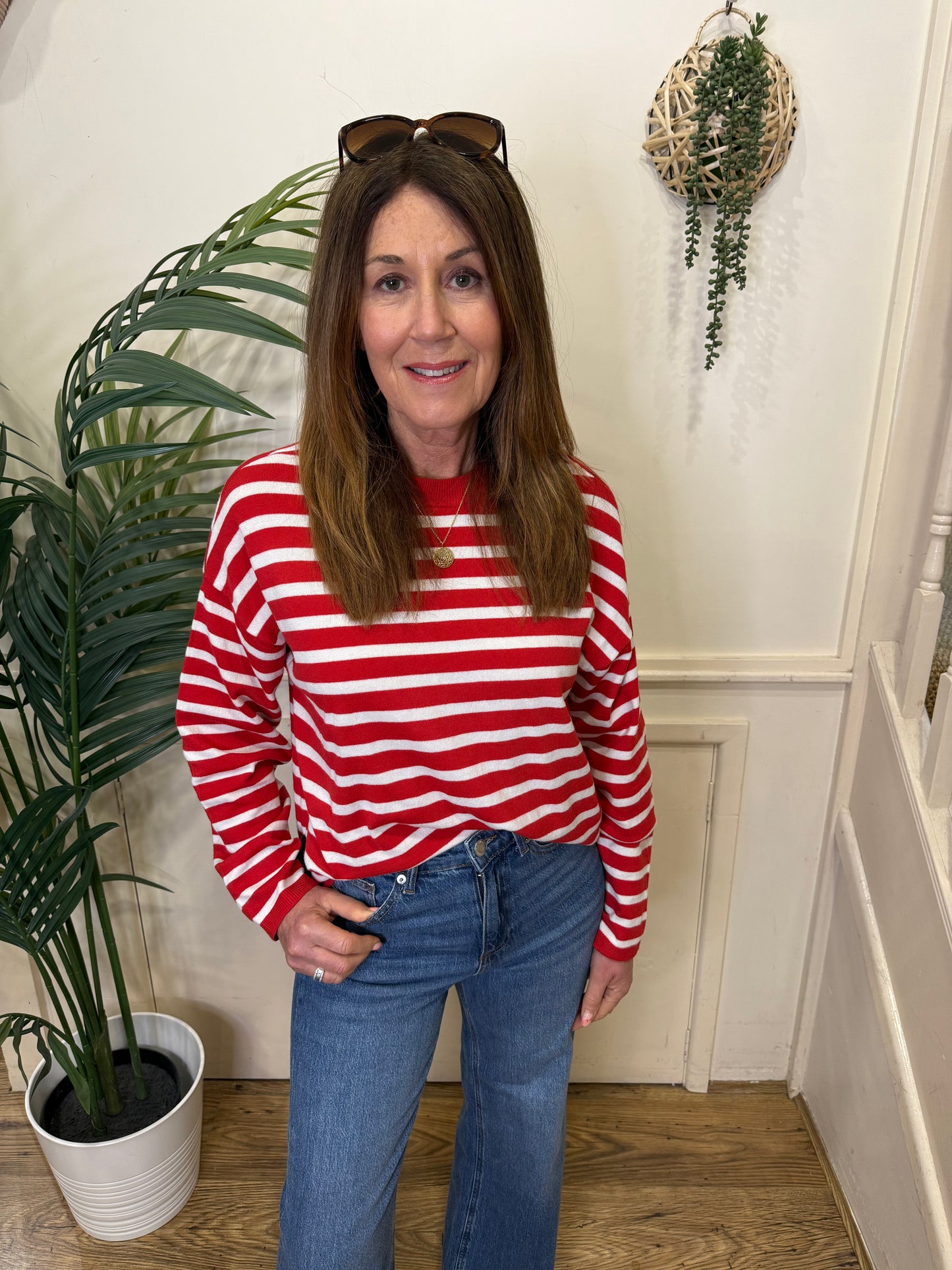 Pieces - MILLE - Stripe long sleeve fine jumper