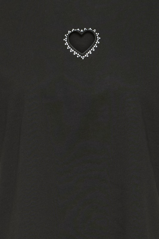 ICHI - PETRO - Cut out oversized heart t.shirt with diamanté detail