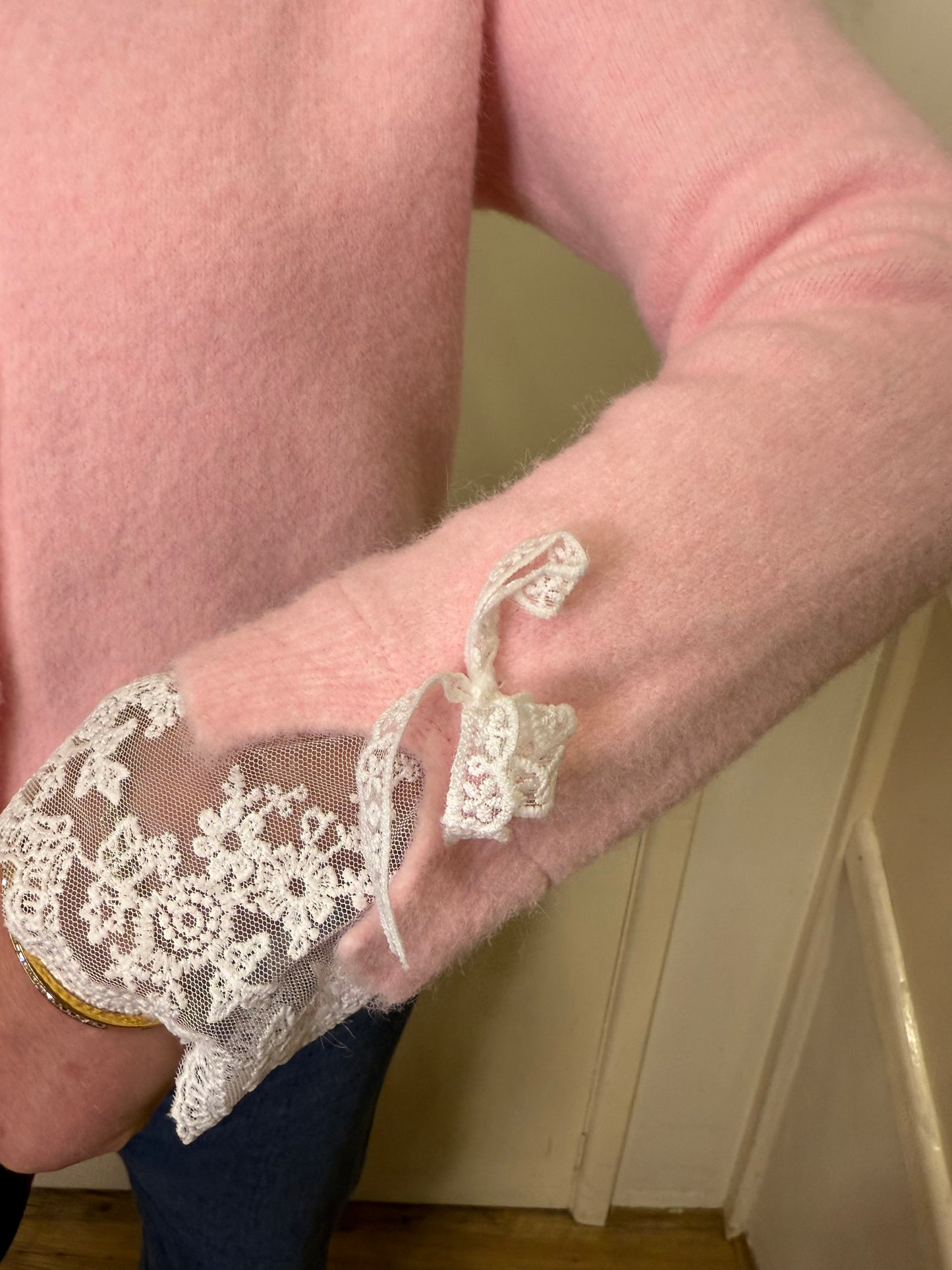 LONDYN - Lace trim knitted cardigan