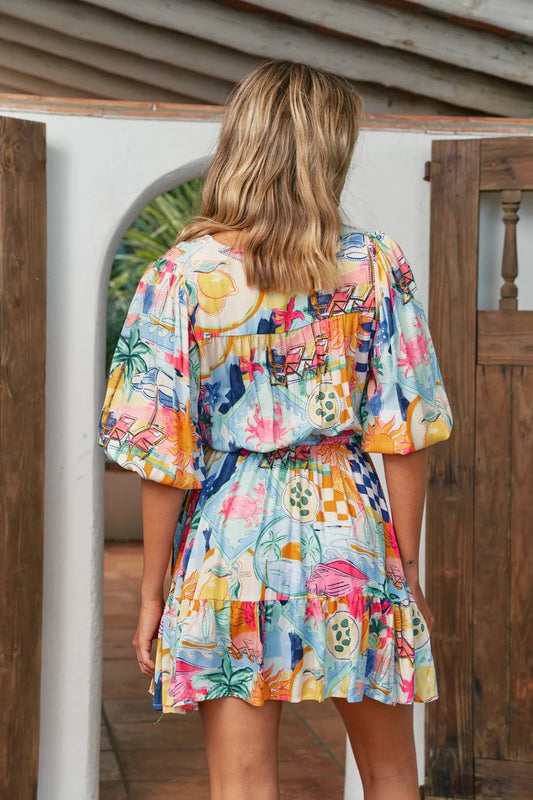 Jaase - TAYLOR - Mix print 3/4 sleeve dress