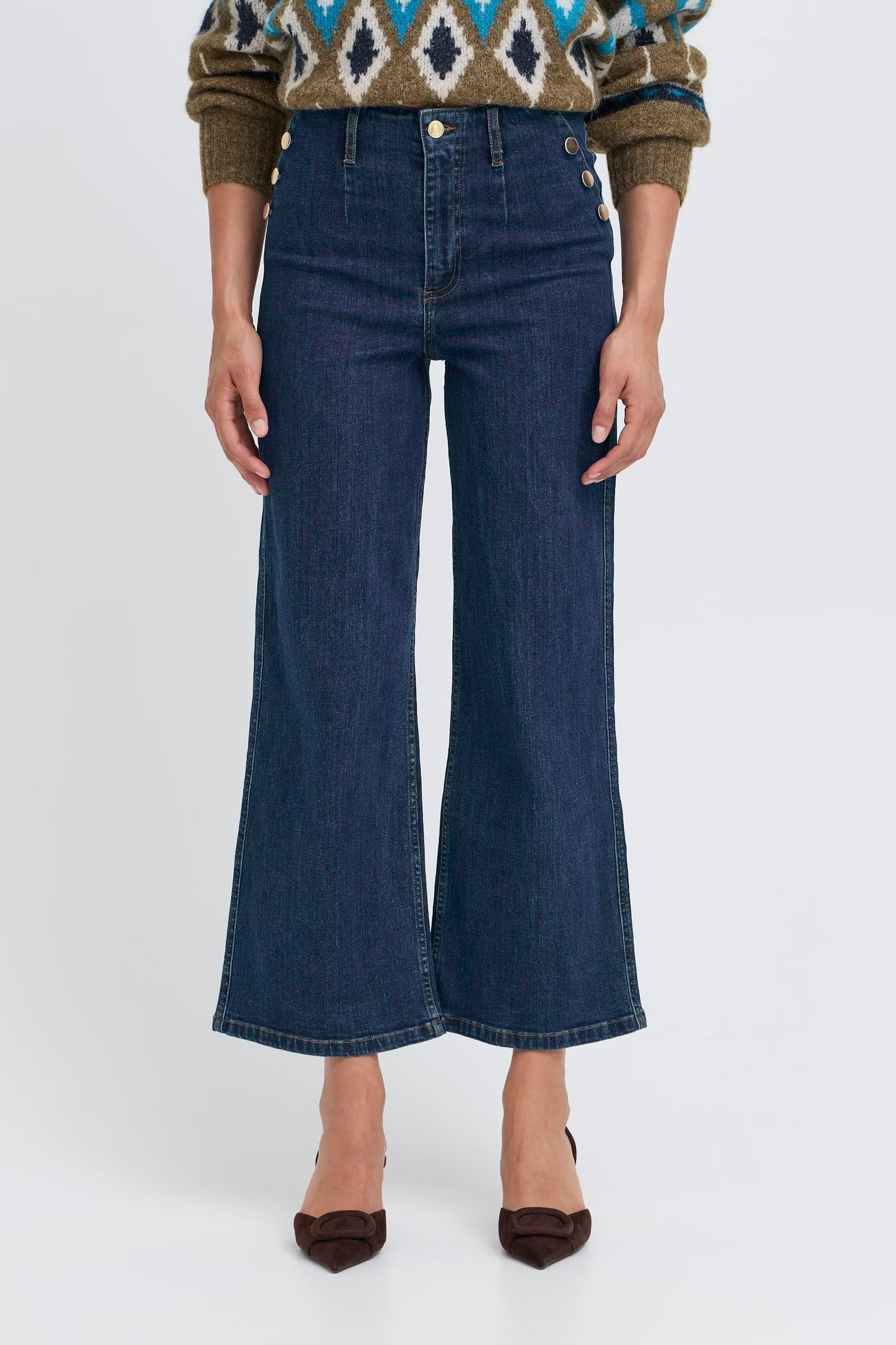 B.Young - KOMMA - Gold button ankle length jeans