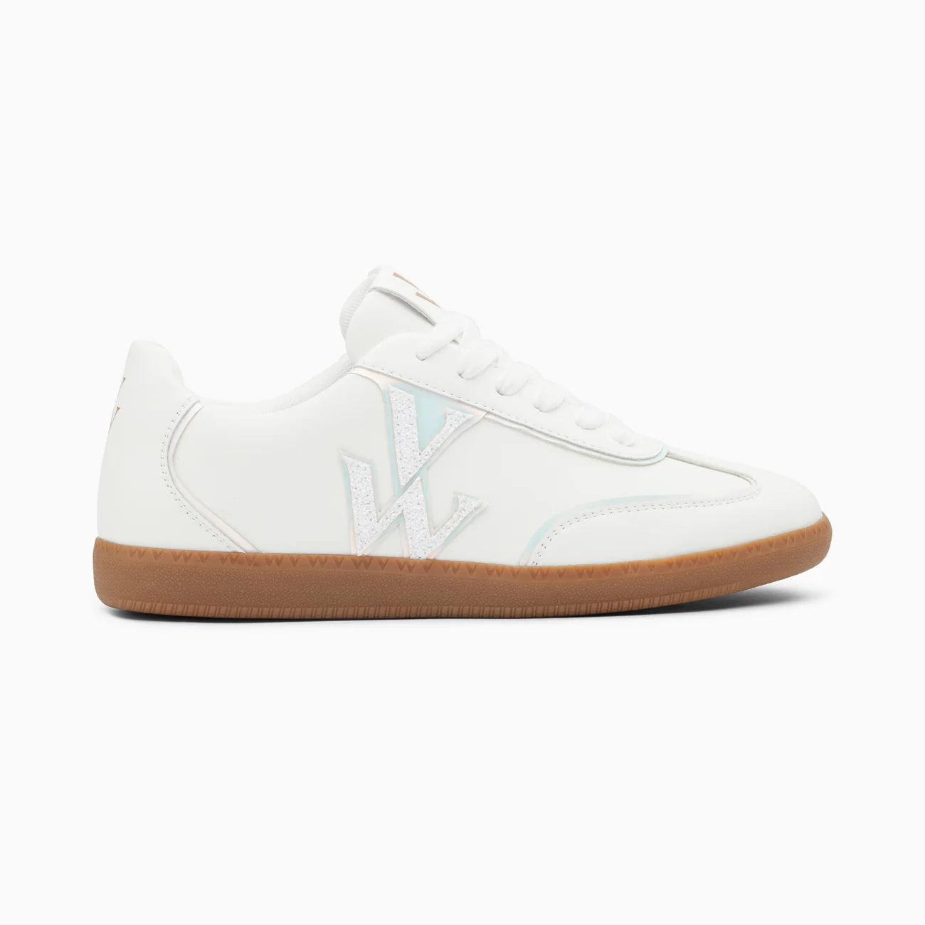 Vanessa Wu - CHARLIZE - white monochrome monogram sneakers with retro sole