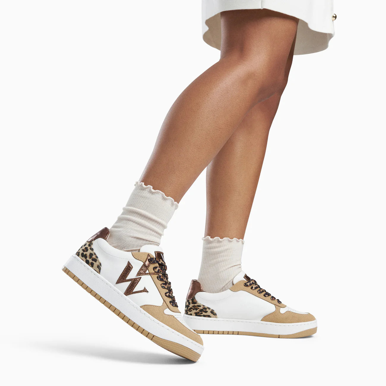 Vanessa Wu - ESMEE - Leopard lace trainers