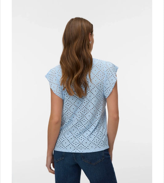 Vero Moda - TASSA - Jersey Broderie anglaise cap sleeve top