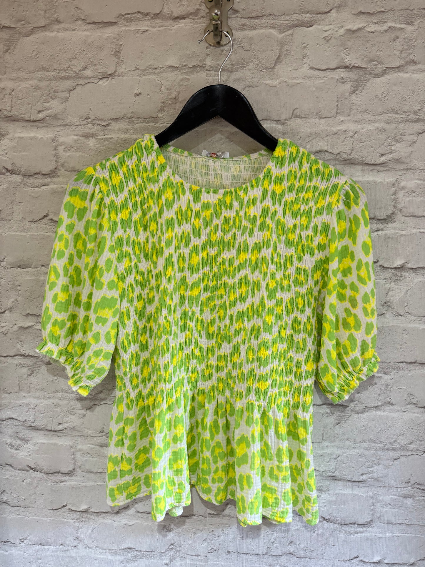 POLLY - Leopard shirred detail peplum top