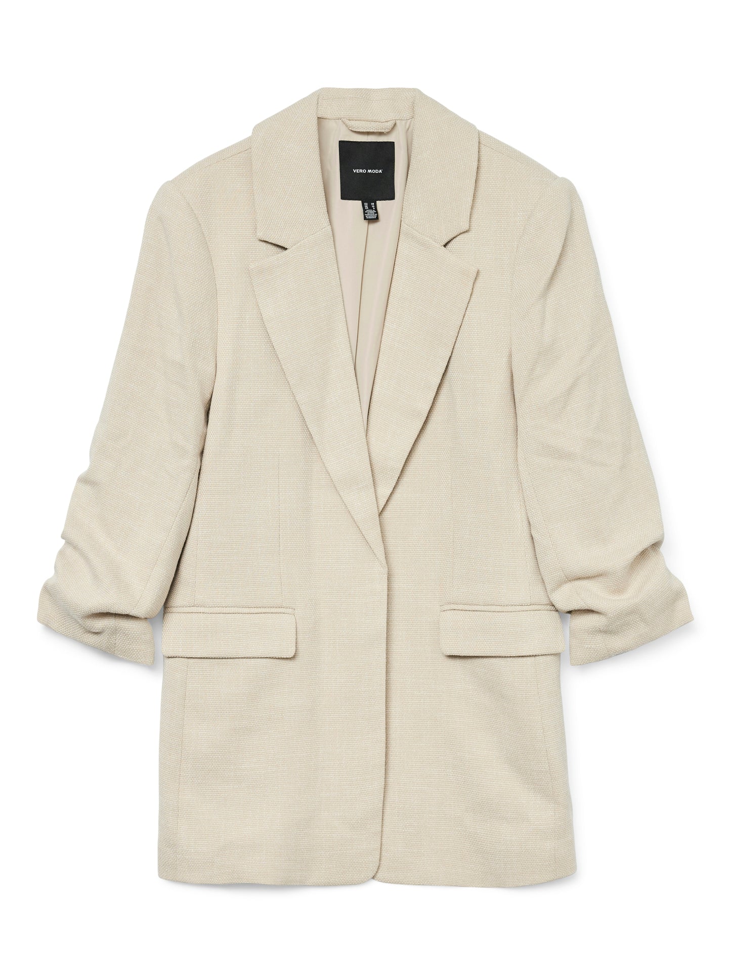 Vero Moda - FRIDA - Ruched 3/4 sleeve blazer - Oatmeal