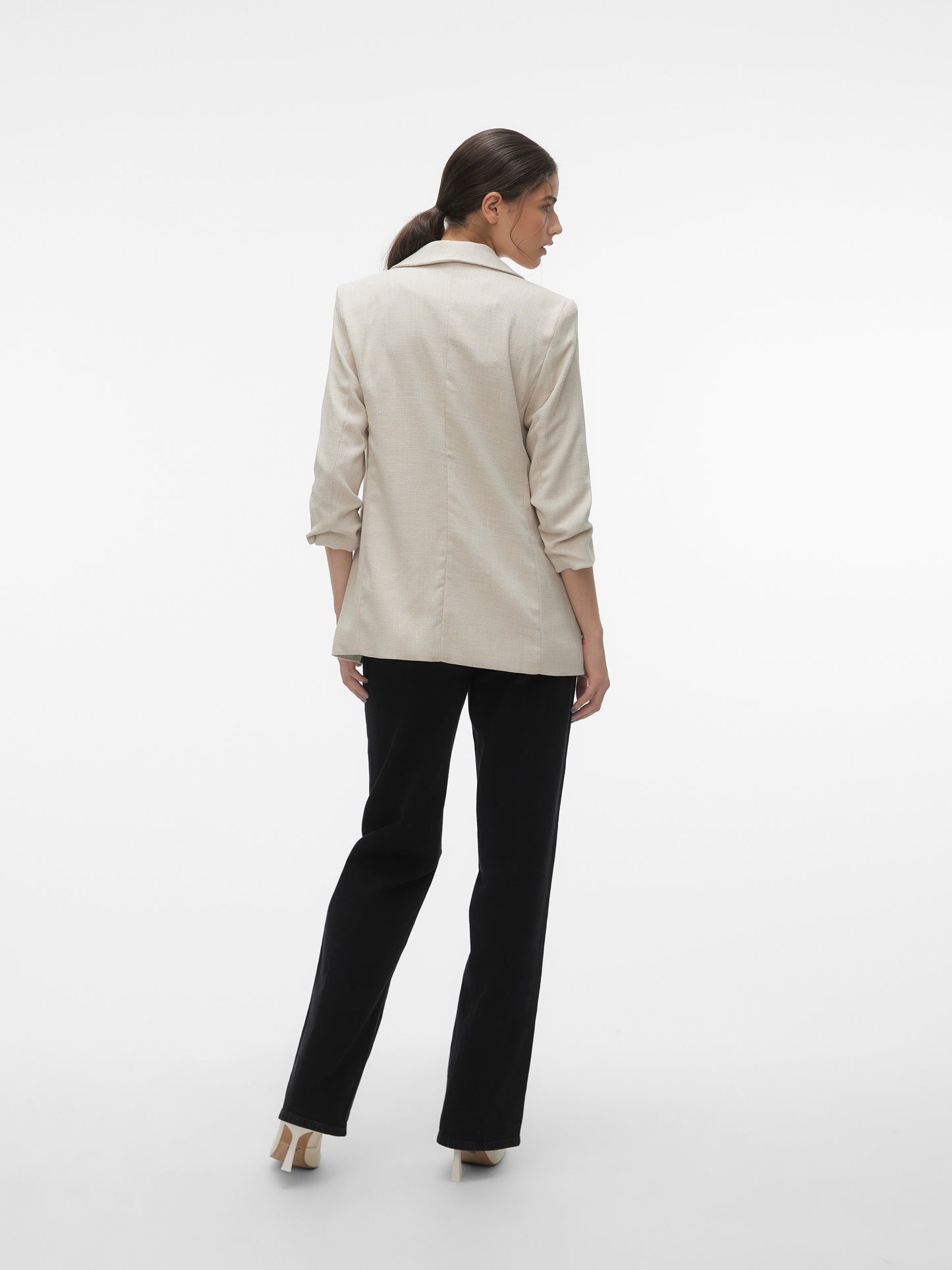 Vero Moda - FRIDA - Ruched 3/4 sleeve blazer - Oatmeal