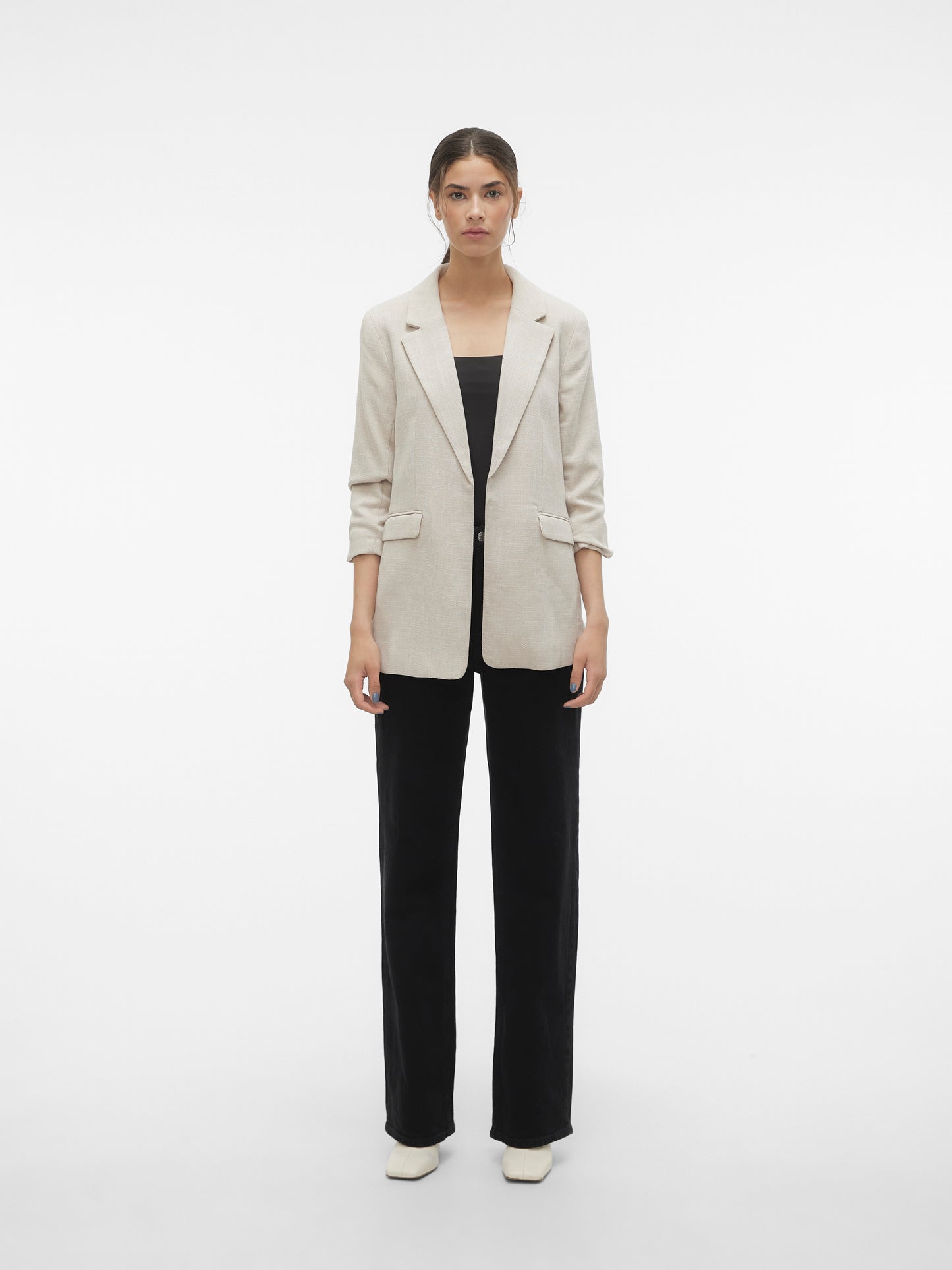 Vero Moda - FRIDA - Ruched 3/4 sleeve blazer - Oatmeal