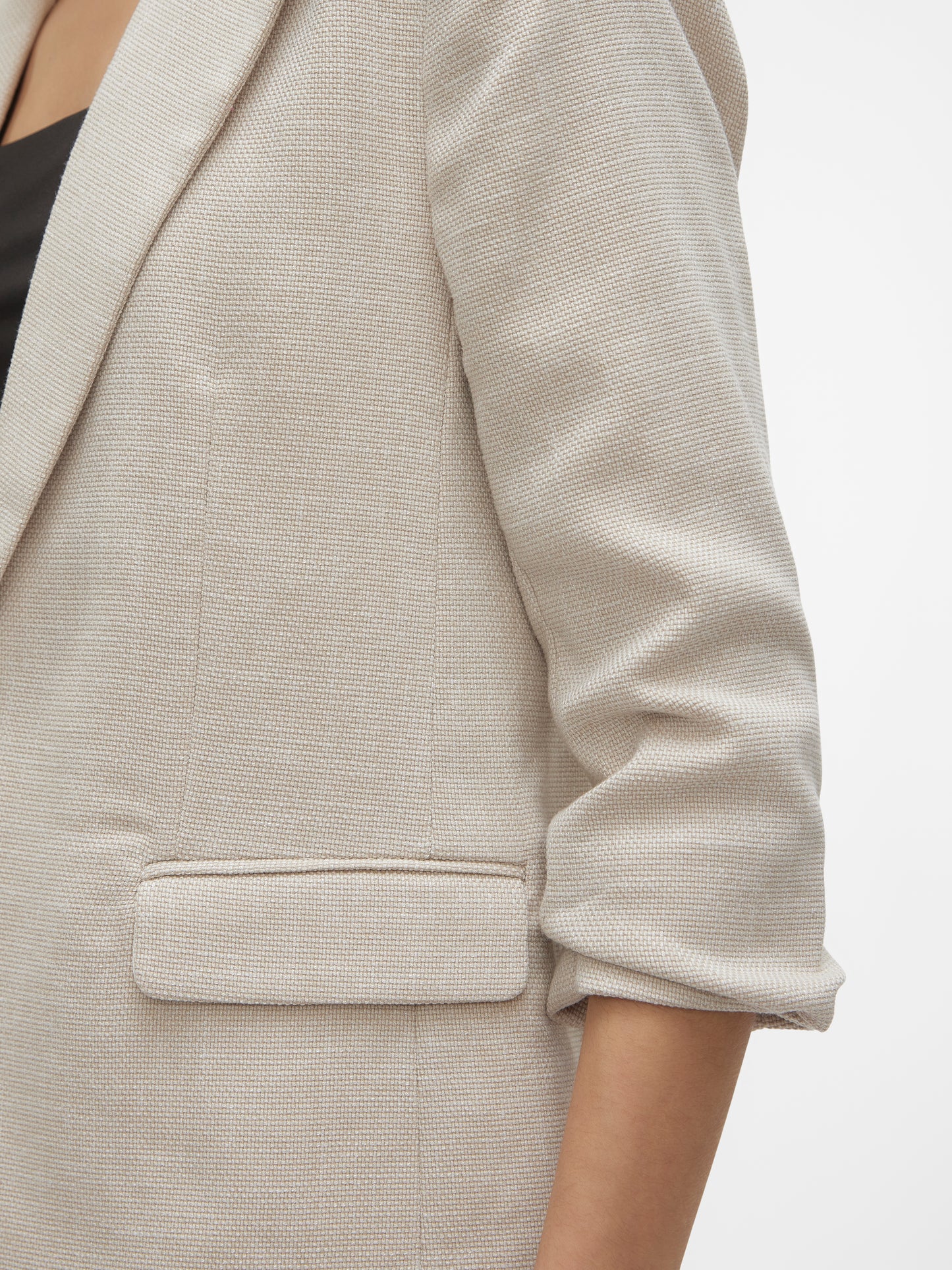 Vero Moda - FRIDA - Ruched 3/4 sleeve blazer - Oatmeal