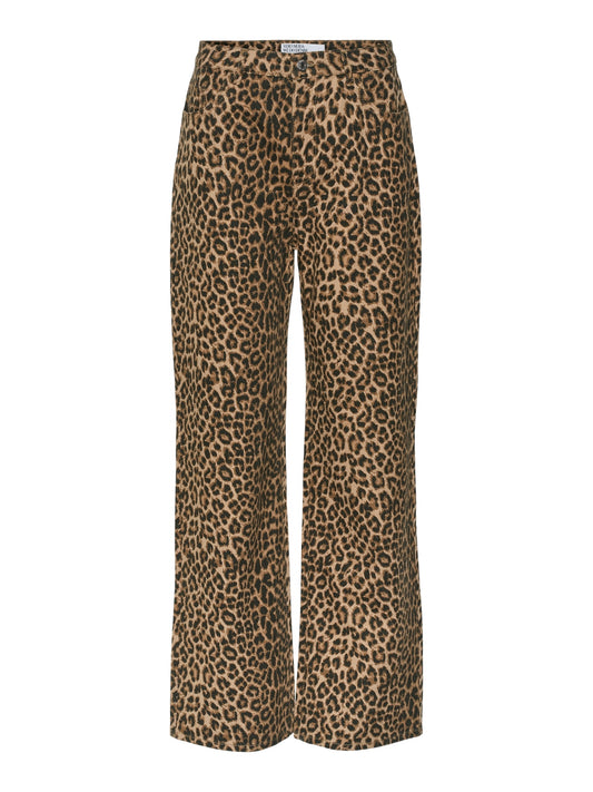 Vero Moda - TESSA - Leopard wide leg high waist jeans