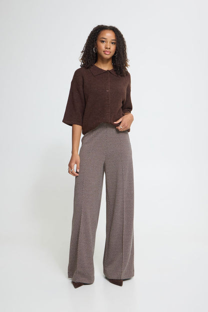 ICHI - KATE TWILL - Printed high waist trousers