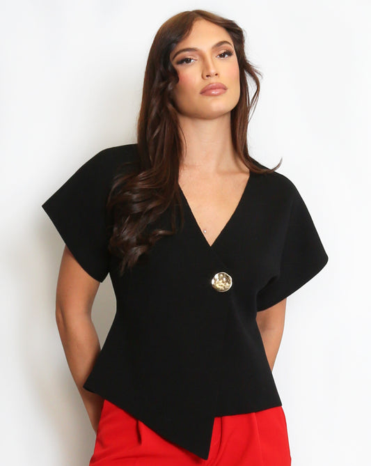 AMALIA - Gold button short sleeve cardi