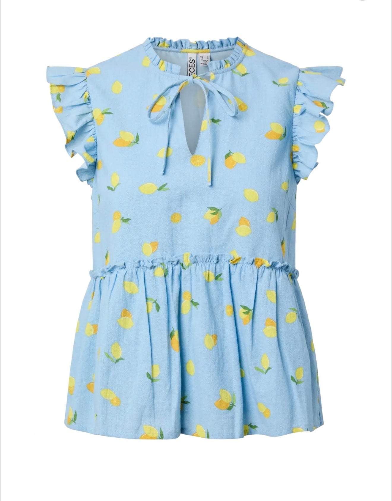 Pieces - EMMA - Lemon print frill top