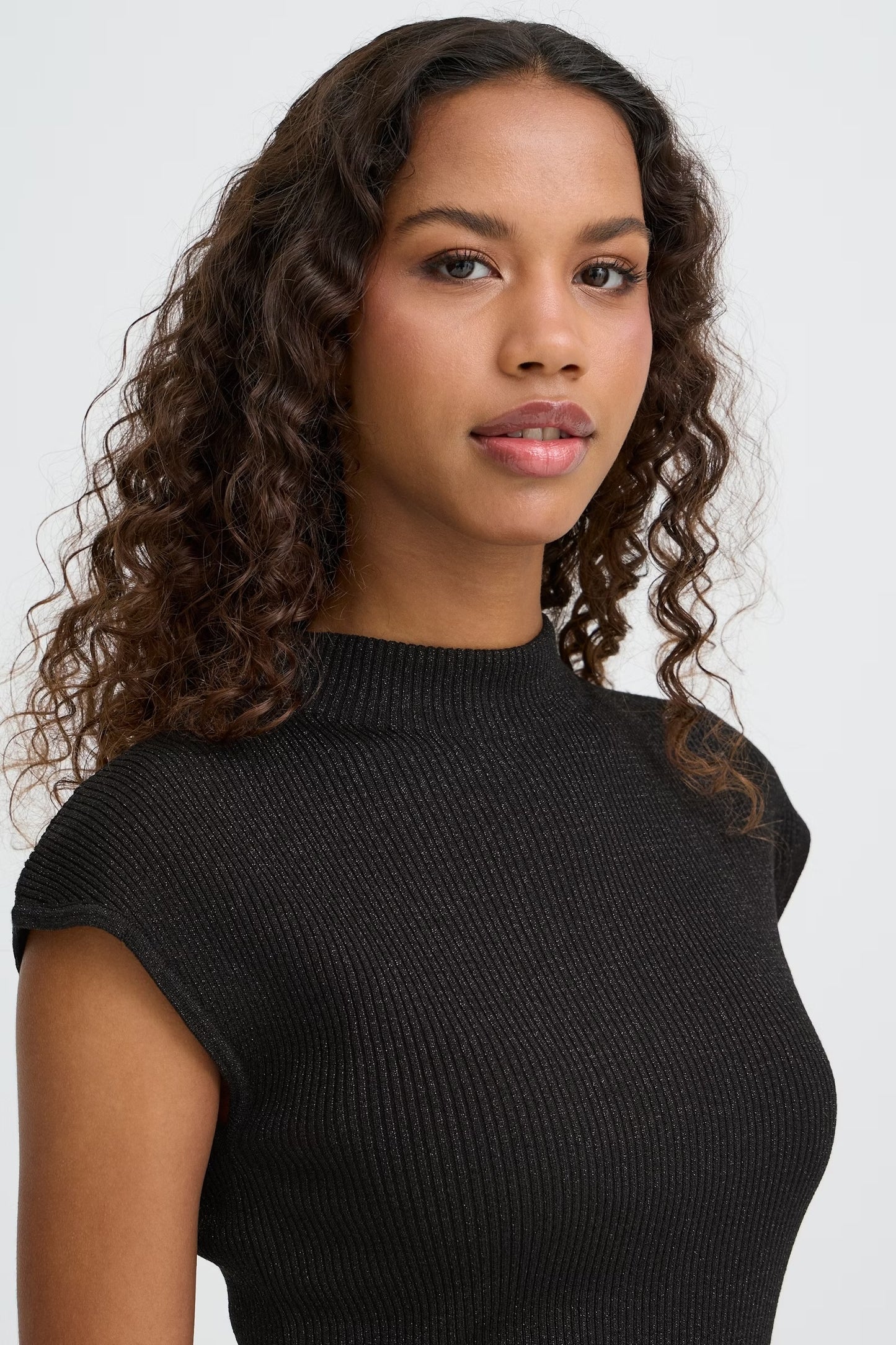ICHI - CODY - Knitted lurex detail fitted top