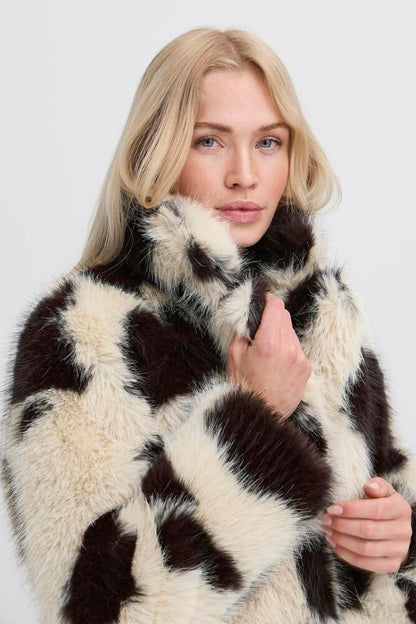 B.Young - BEMIO - Faux fur cow print coat