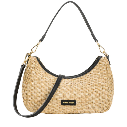 Every Other - 12046 - Straw curve top baguette bag