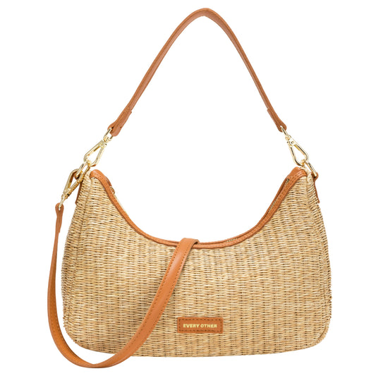 Every Other - 12046 - Straw curve top baguette bag