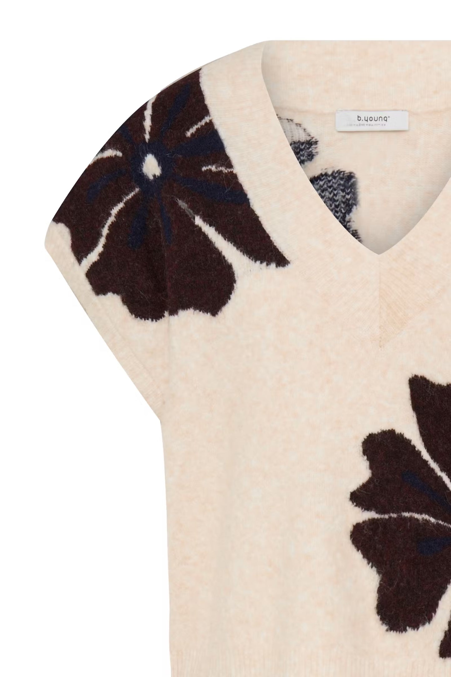 B.Young - OMEA SLIPOVER - V.Neck flower knit