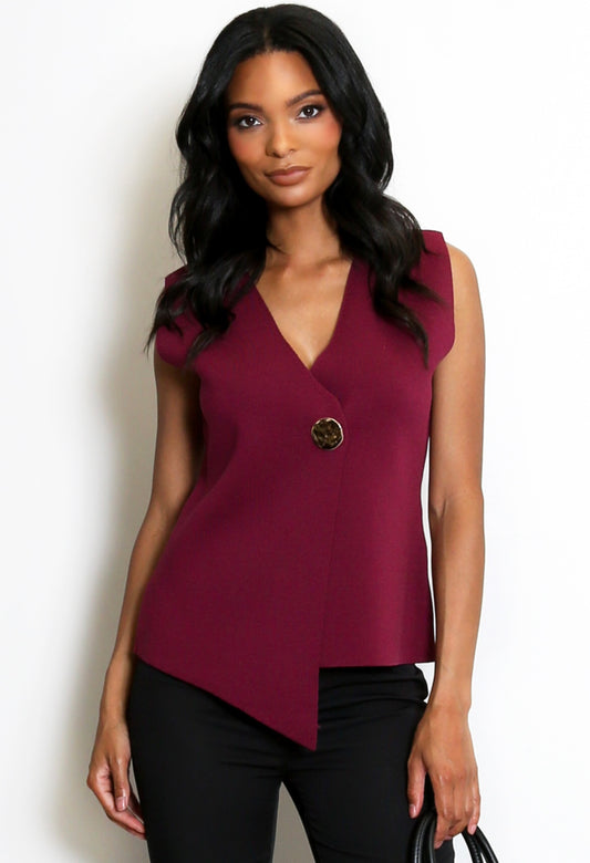 AMBER - Gold button knitted waistcoat