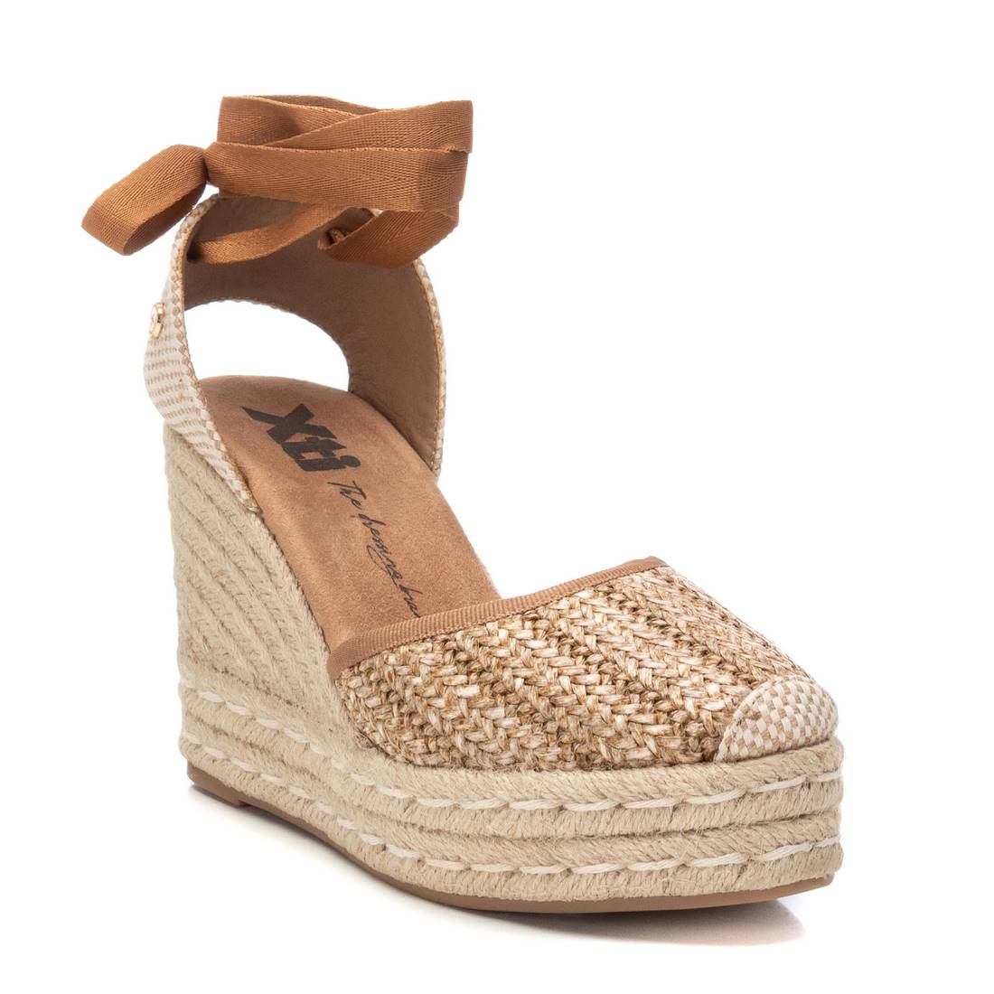 XTI - 143951 - Tie ankle hessian wedge