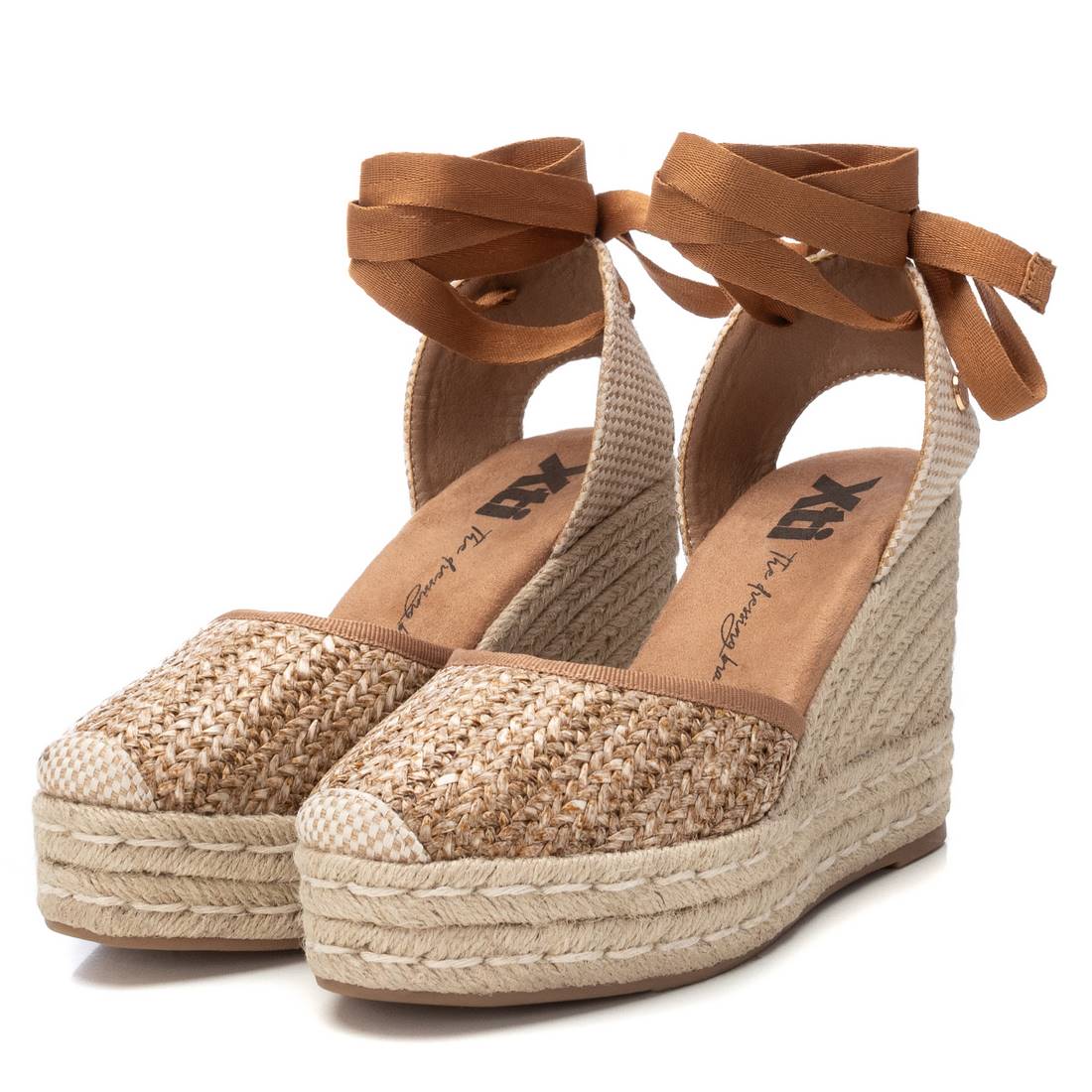 XTI - 143951 - Tie ankle hessian wedge