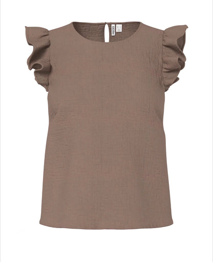 Pieces - SASTINA - Frill cap sleeve top