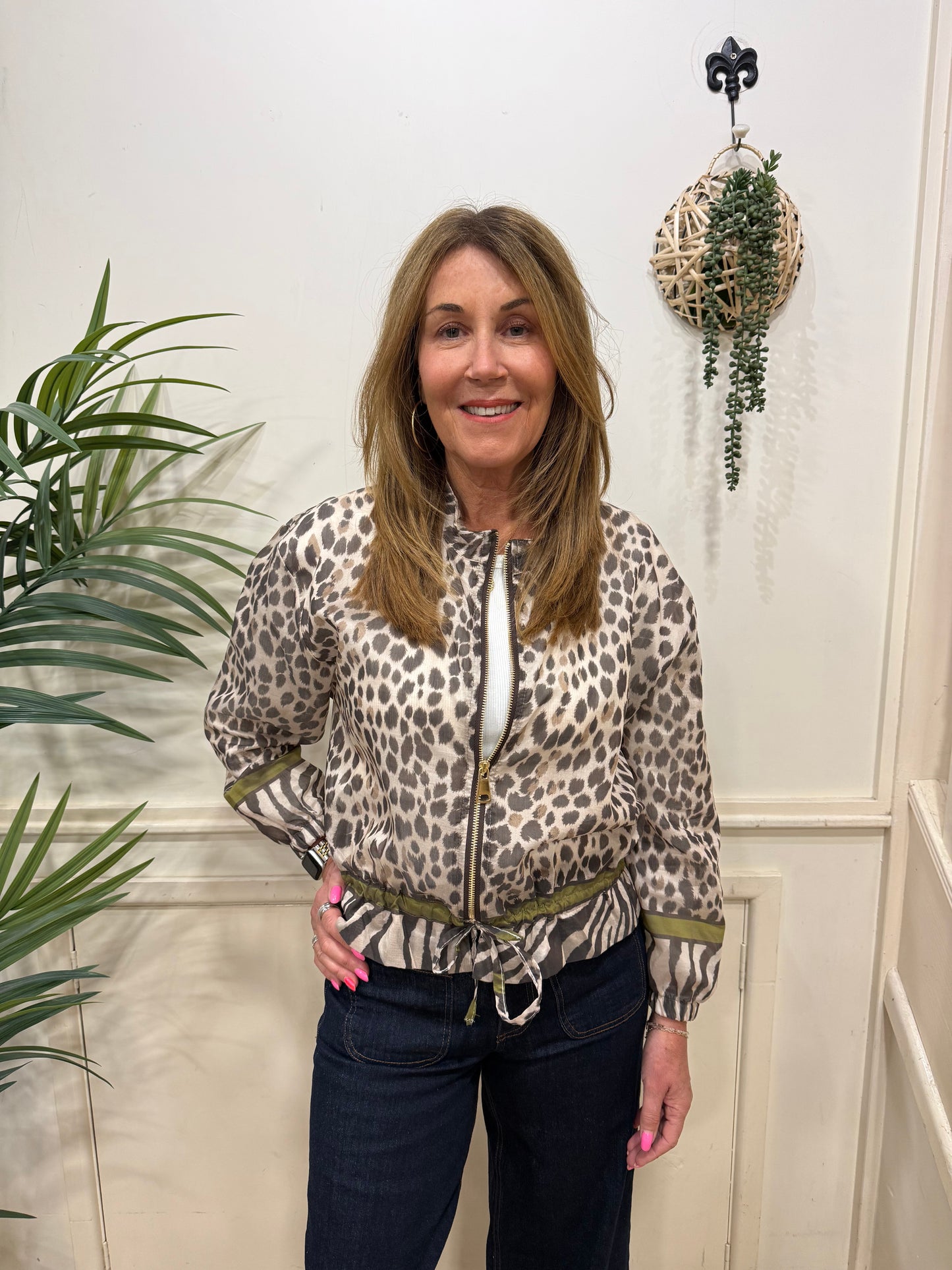 MYAN - Leopard sheer bomber jacket