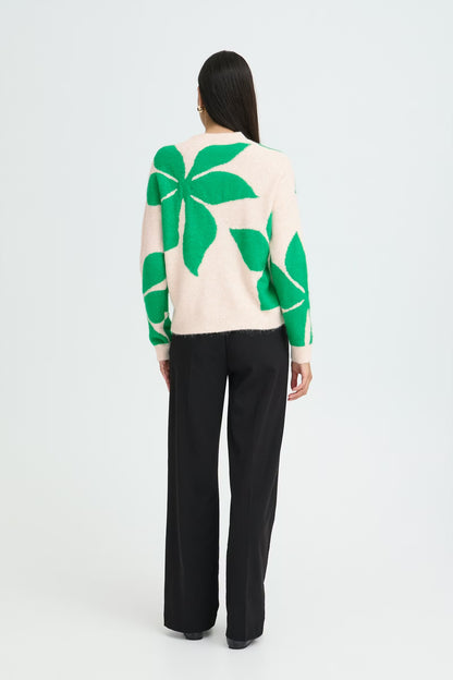 B.Young - OMEA - Floral front knitted jumper