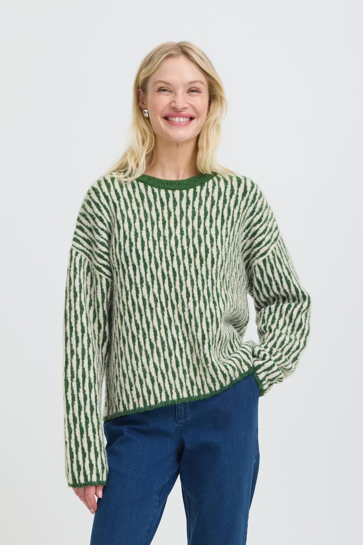 B.Young - OJULA - Wavy print long sleeve knitted jumper