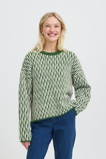 B.Young - OJULA - Wavy print long sleeve knitted jumper
