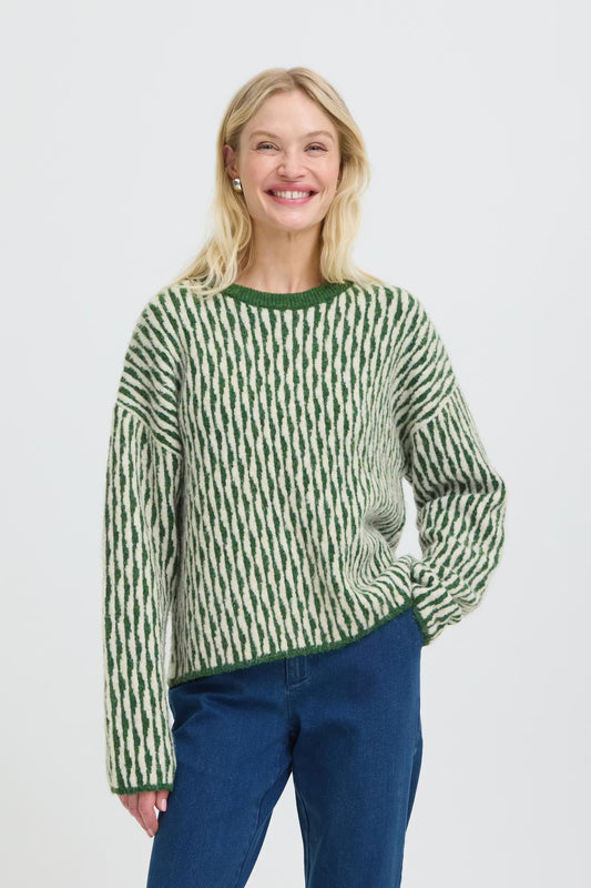 B.Young - OJULA - Wavy print long sleeve knitted jumper