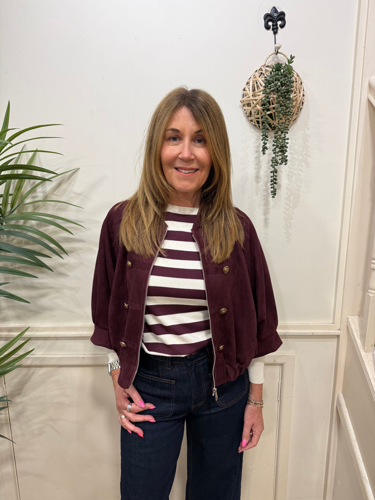 Faux suede military jacket