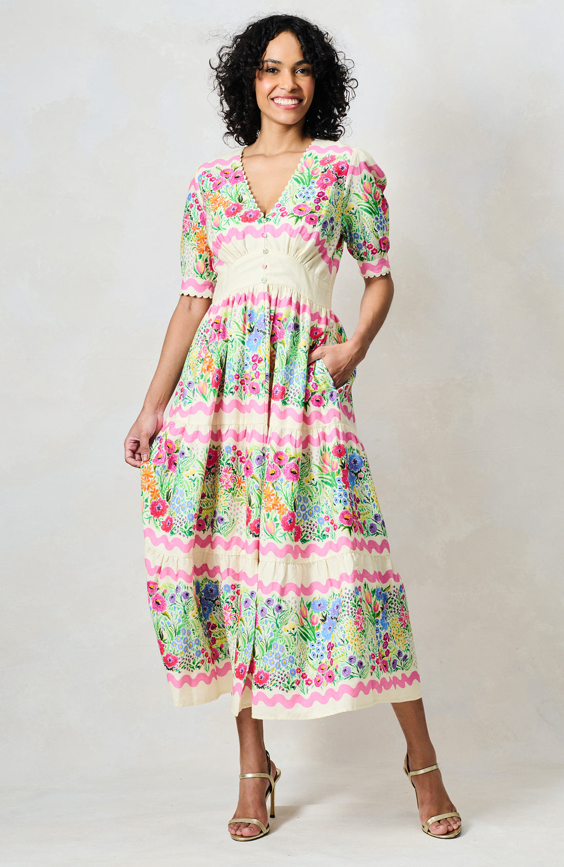 Hope & Ivy - The Larysa - Floral tea dress