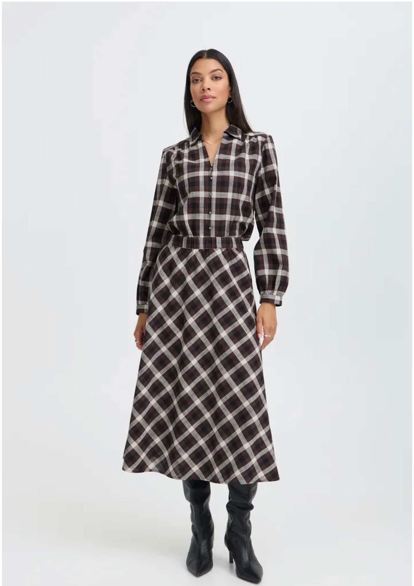 B.Young - FLANNY - Checked midi skirt