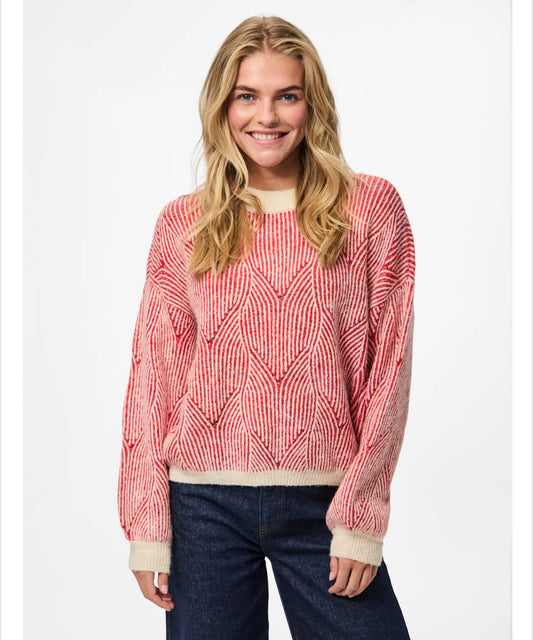 Pieces - JENNA - Geometric print knitted jumper