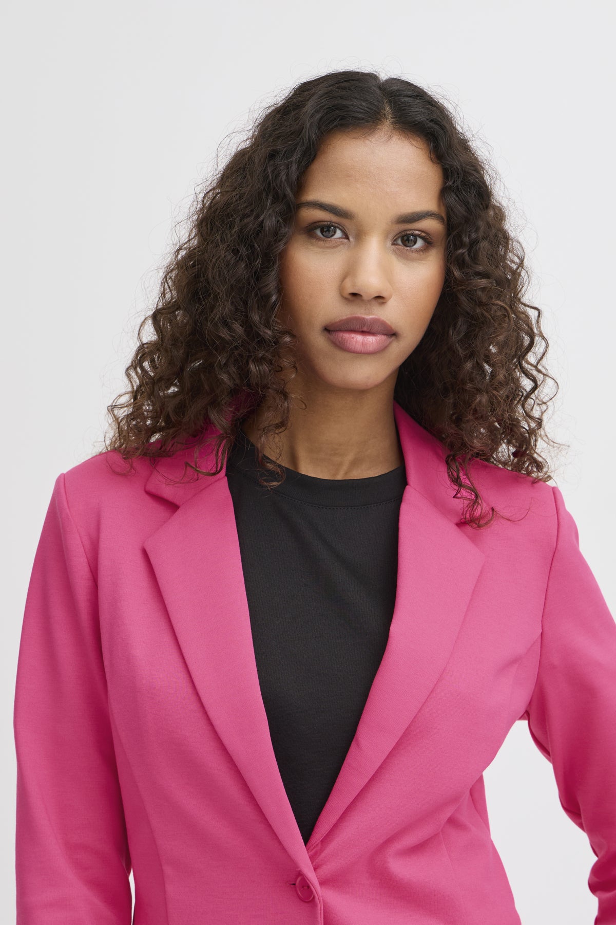 ICHI - KATE BL - Classic jersey blazer Hot Pink