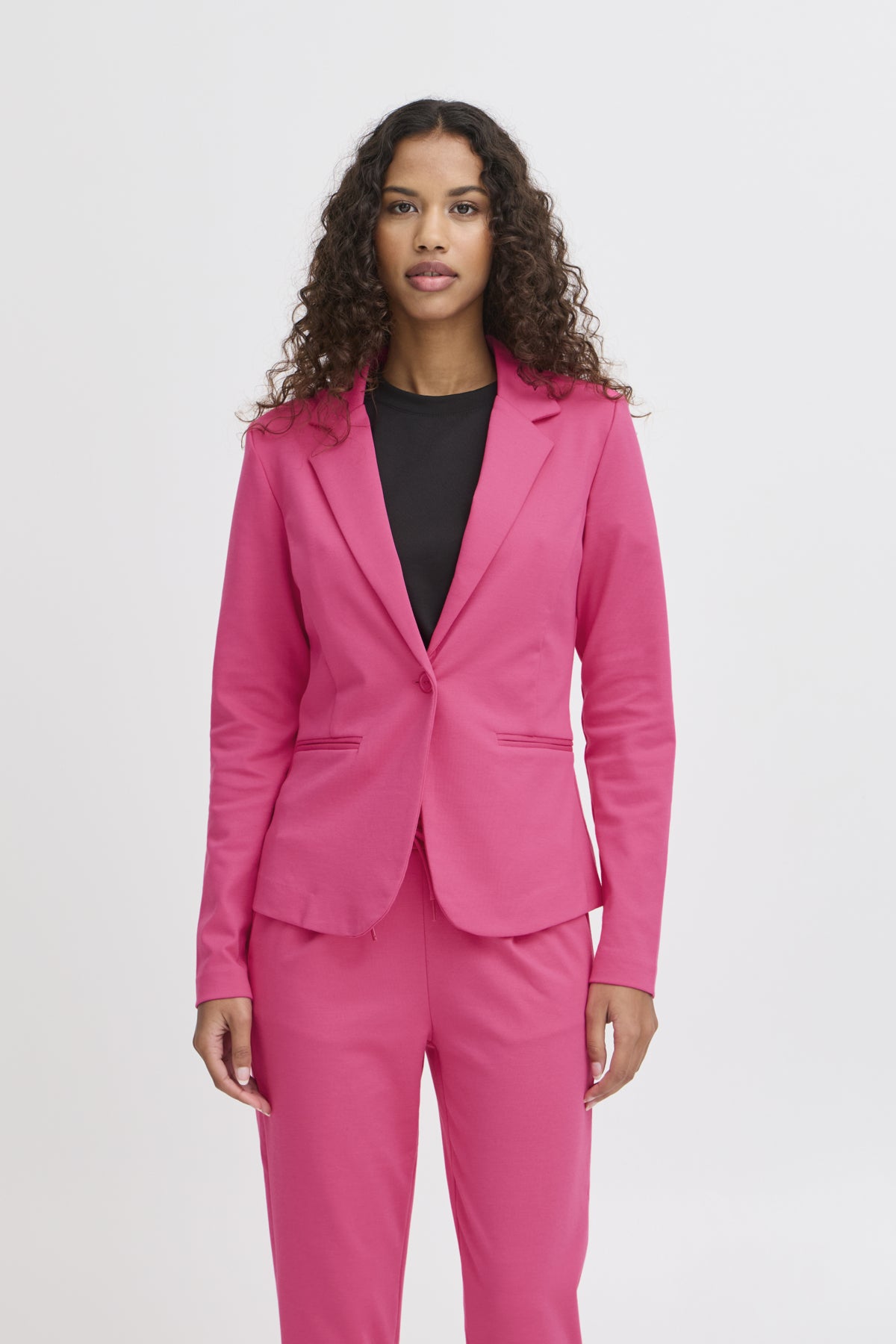 ICHI - KATE BL - Classic jersey blazer Hot Pink