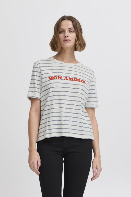 ICHI - NOVA - Stripe slogan t.shirt